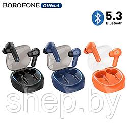 Беспроводные наушники Borofone BW37 TWS c режимом ENC цвет: синий, оранжевый, черный   NEW !!!