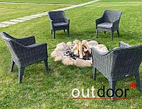 Комплект мебели из ротанга OUTDOOR Фиджи, узкое плетение, графит