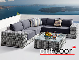 Комплект мебели из ротанга OUTDOOR Санторини, широкое плетение, светлый микс