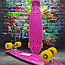 Скейтборд Пенни Борд (Penny Board) однотонный, матовые колеса 2 дюйма (цвет микс), до 60 кг.  Розовый, фото 3