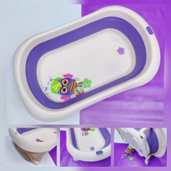 Портативная детская складная ванночка для купания Baby swim (с рождения до 2 лет) Фиолетовая/розовая