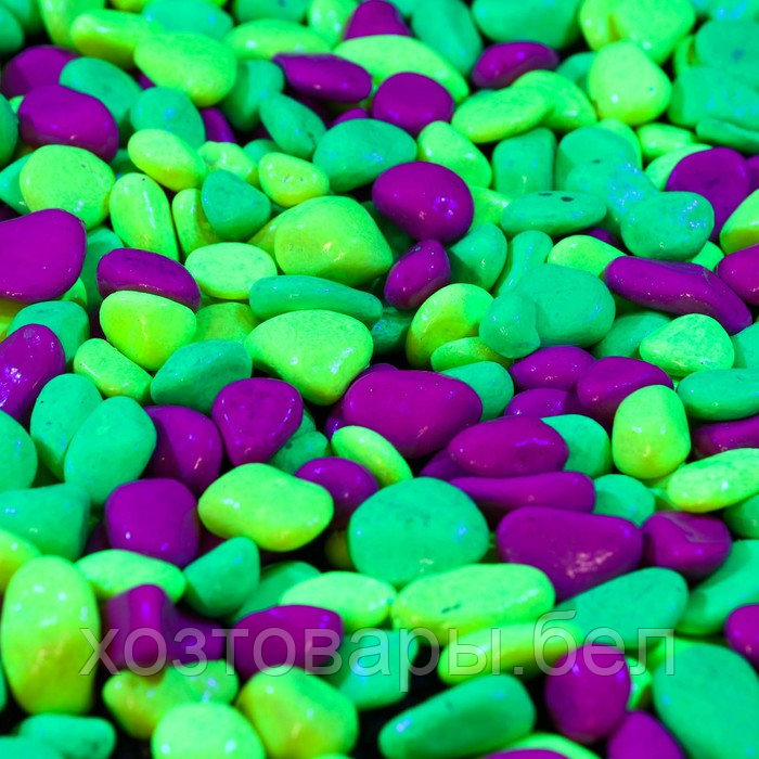 Грунт декоративный 800гр флуоресцентнная микс:лимонный, зеленый, пурпурный (фракция 8-12мм) - фото 5 - id-p205594605