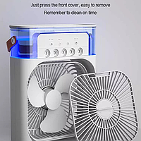 Мини кондиционер, вентилятор настольный, Air Cooler Fan c LED подсветкой, 3 скорости, увлажнитель, ночник