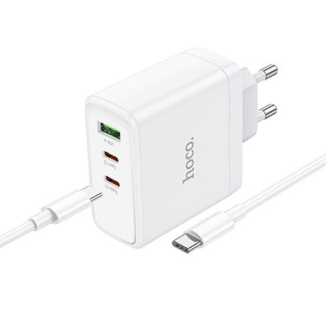 Зарядное устройство Hoco N30 2 USB Type-C PD65W +USB QC3.0 + кабель Type-C - Type-C (Белый)