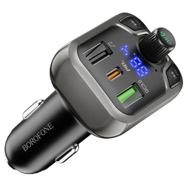 Автомобильное зарядное устройство с FM-трансмиттером Borofone BC38 Flash Energy (Черный) - фото 1 - id-p205599535
