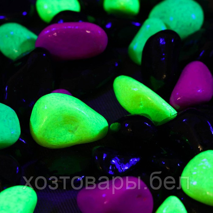 Грунт декоративный 800гр флуоресцентная микс: черный, лимонный, зеленый, пурпурный (фракция 8-12мм) - фото 1 - id-p205594606