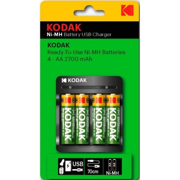 Зарядное устройство Kodak USB Overnight charger with 4 x AA 2700 mAh - фото 1 - id-p204696273