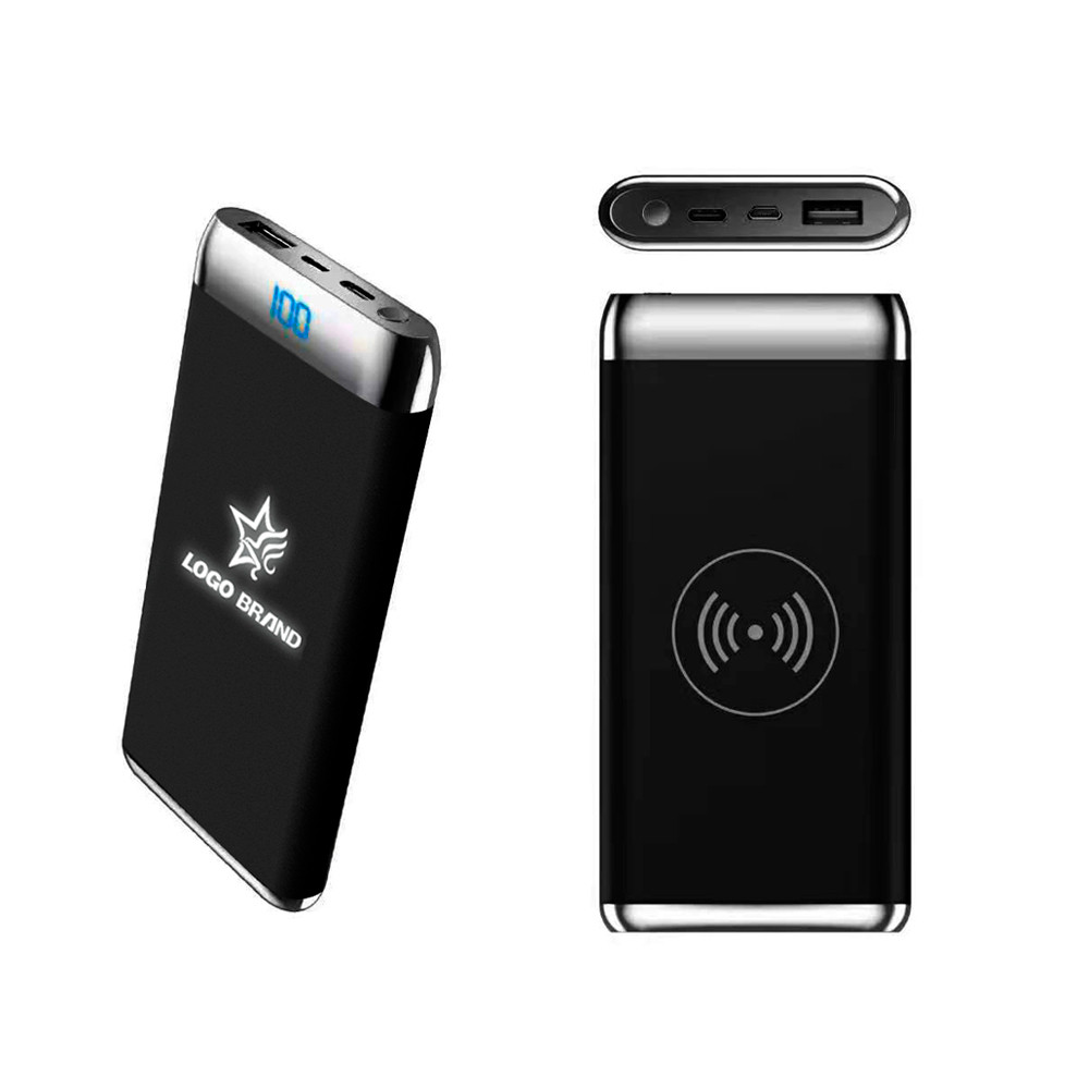 Внешний аккумулятор Wolfrock с беспроводной зарядкой и soft-touch покрытием, 10000 mAh