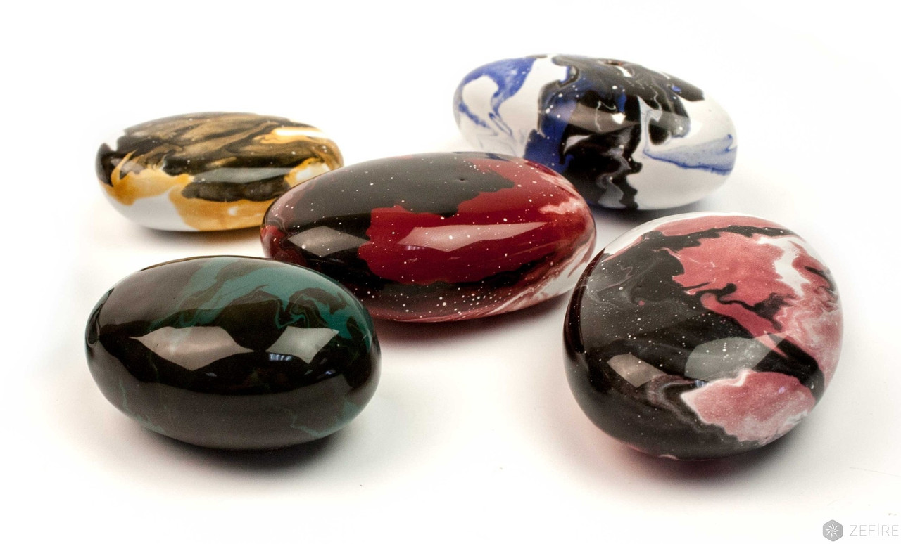 Декоративные керамические камни ZeFire цветные с узором - 14 шт - фото 2 - id-p205646315