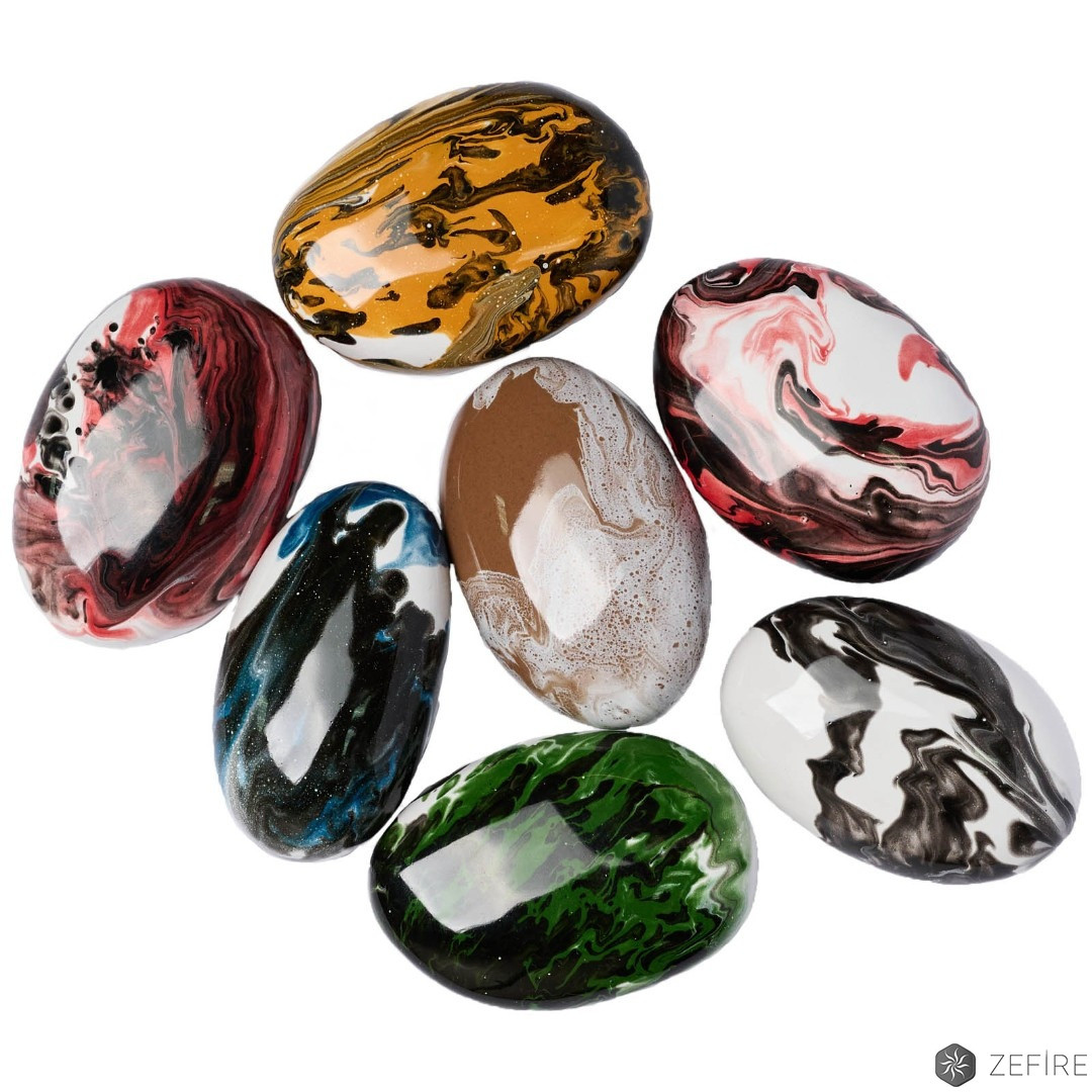 Декоративные керамические камни ZeFire цветные с узором - 7 шт - фото 1 - id-p205646317