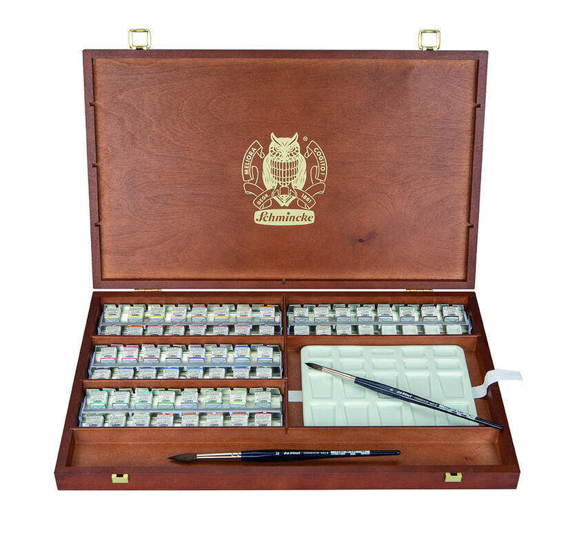 Набор акварельных красок Horadam 60 x 1/2 pans (60 полукювет) в деревянном кейсе