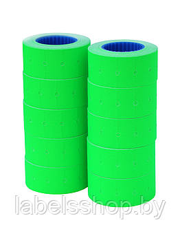 Этикет-лента 10 рулонов, размер 21x12, материал бумага, цвет зеленый, 800 этикеток в рулоне