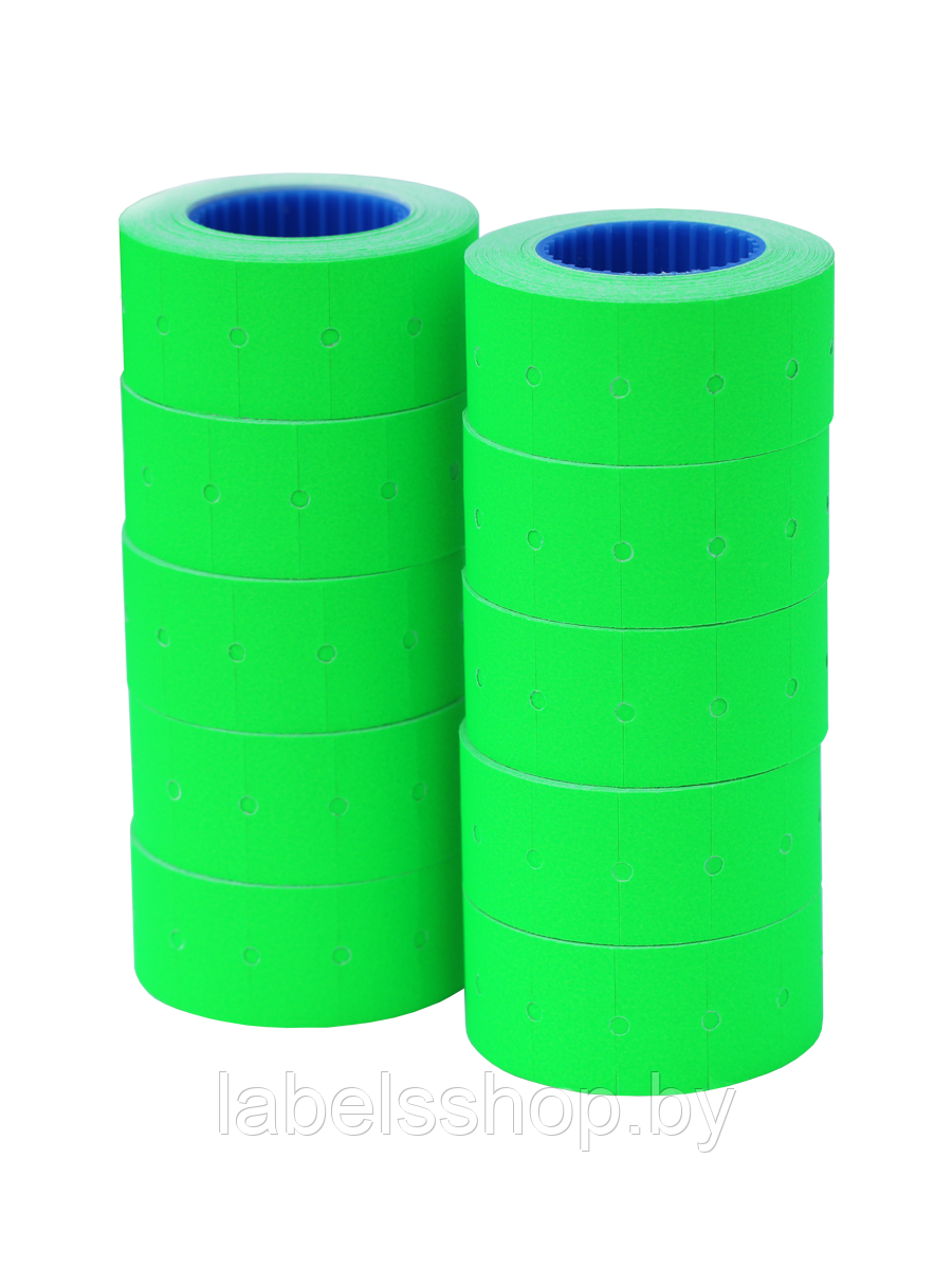 Этикет-лента 10 рулонов, размер 21x12, материал бумага, цвет зеленый, 800 этикеток в рулоне - фото 1 - id-p205253174