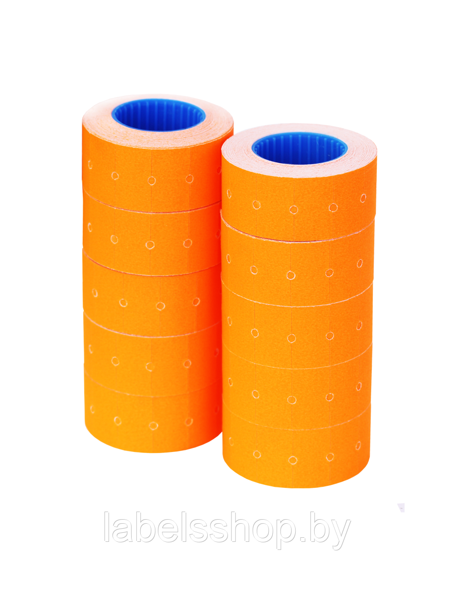 Этикет-лента 10 рулонов, размер 21x12, материал бумага, цвет оранжевый, 800 этикеток в рулоне - фото 1 - id-p205687320