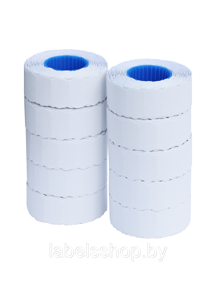 Этикет-лента 10 рулонов, размер 22x12, тип волна, материал бумага, цвет белый, 800 этикеток в рулоне