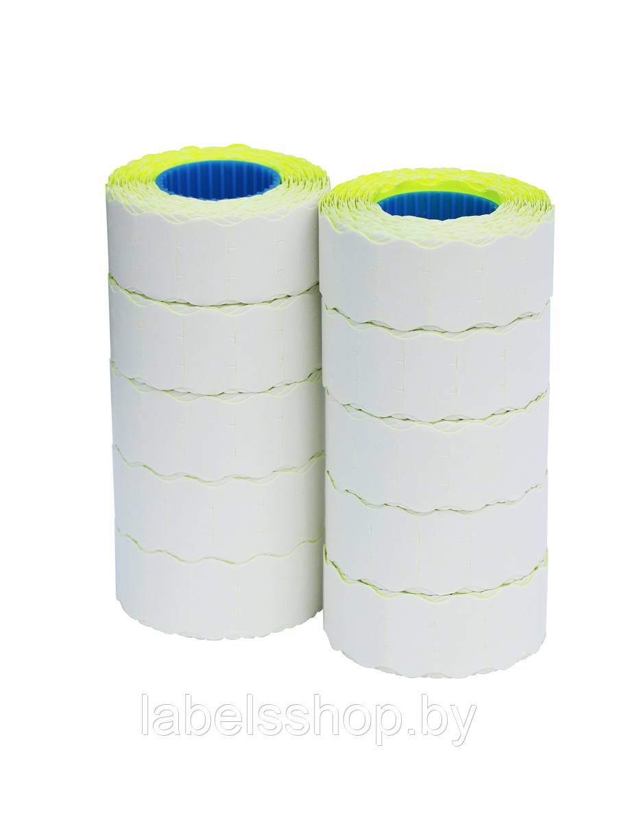 Этикет-лента 10 рулонов, размер 22x12, тип волна, материал бумага, цвет зеленый, 800 этикеток в рулоне - фото 1 - id-p205690656