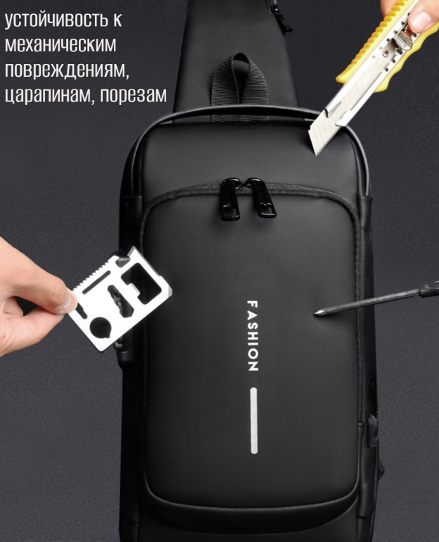 Сумка - рюкзак через плечо Fashion с кодовым замком и USB / Сумка слинг / Кросc-боди барсетка - фото 5 - id-p205692114