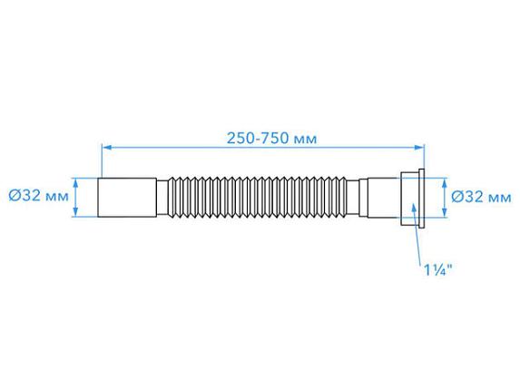 Гибкая труба с гайкой 1 1/4"х32/32 мм, BAKIMAY (8500185038), фото 2