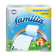 Туалетная бумага 2-х слойная, FAMILIA Радуга (4 рул/упак)