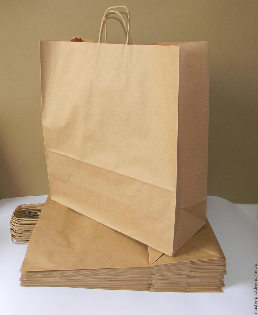 Бумажный крафт-пакет с ручками 440х150х400 мм (бумага 80 гр/м2)