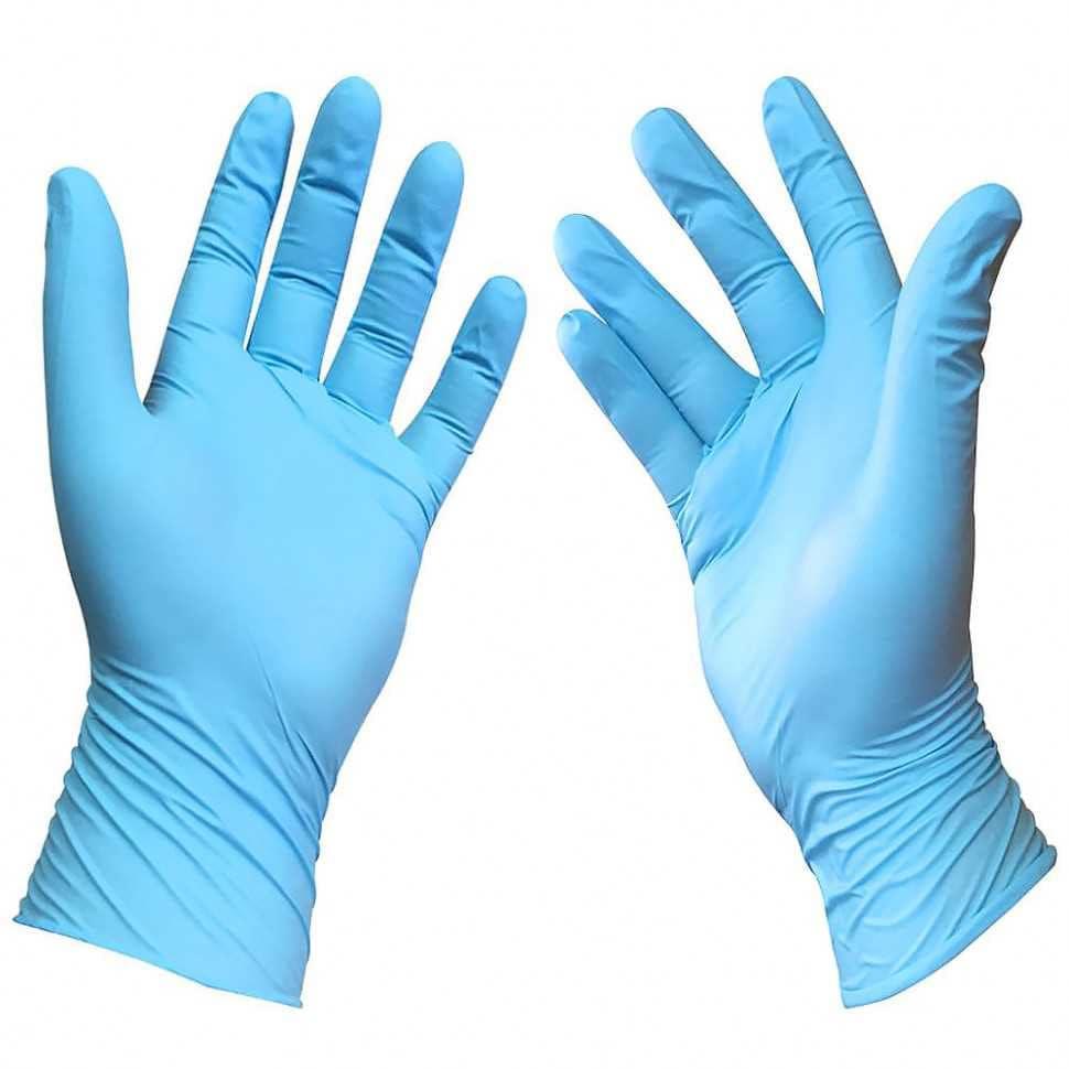 Перчатки нитриловые неопудренные, L, голубые (100 шт/упак) - фото 1 - id-p205700695