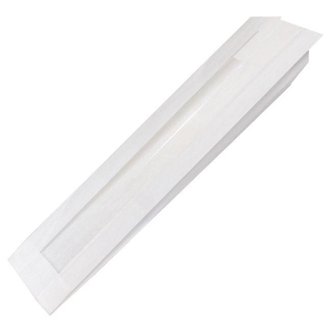 Пакет для багета бумажный с окном белый 100х50х640 мм