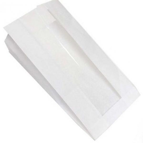 Пакет для багета бумажный с окном белый 140х60х250 мм
