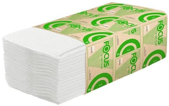 Бумажные полотенца V-сложения 23*20 см белые, FOCUS ECO (200 листов/упак), фото 2