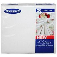 Салфетки бумажные белые Bouquet Colour 33*33 см , 2слоя (20 шт/уп)