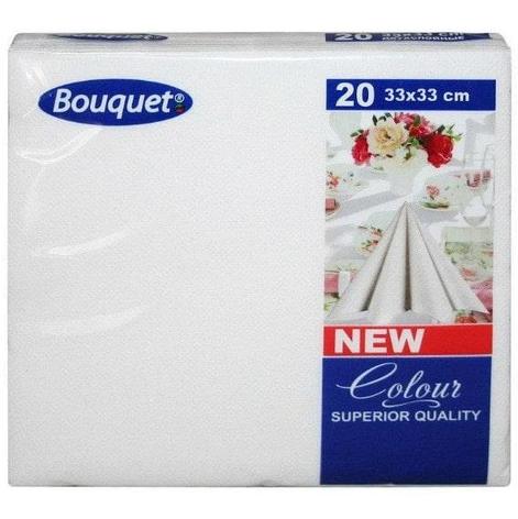 Салфетки бумажные белые Bouquet Colour 33*33 см , 2слоя (20 шт/уп), фото 2