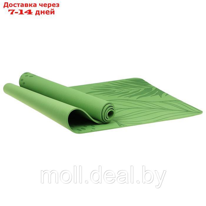Коврик для йоги Tropics 183 х 61 х 0,6 см, цвет зеленый - фото 2 - id-p205667064