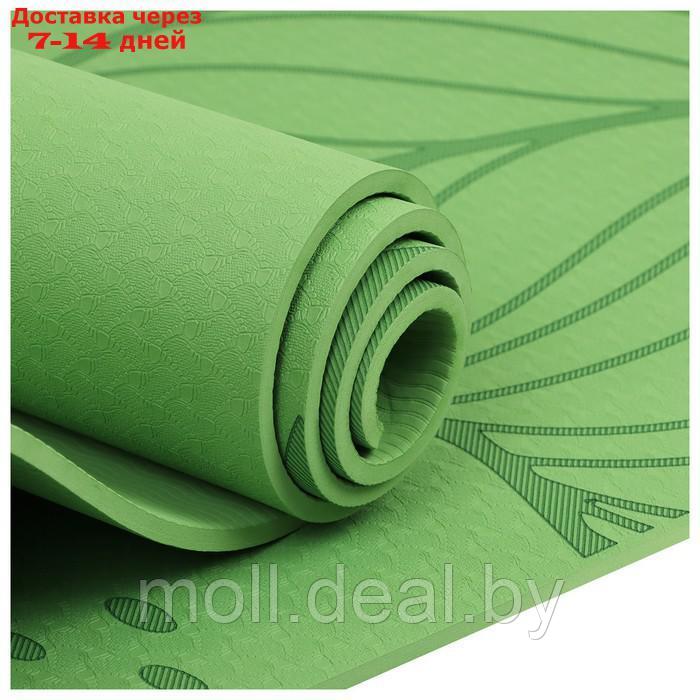 Коврик для йоги Tropics 183 х 61 х 0,6 см, цвет зеленый - фото 3 - id-p205667064