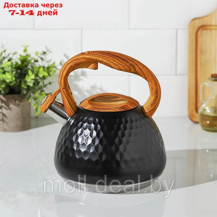 Чайник со свистком Magistro Heat, 3 л, ТРС, индукция, ручка soft-touch, цвет чёрный - фото 3 - id-p205668266