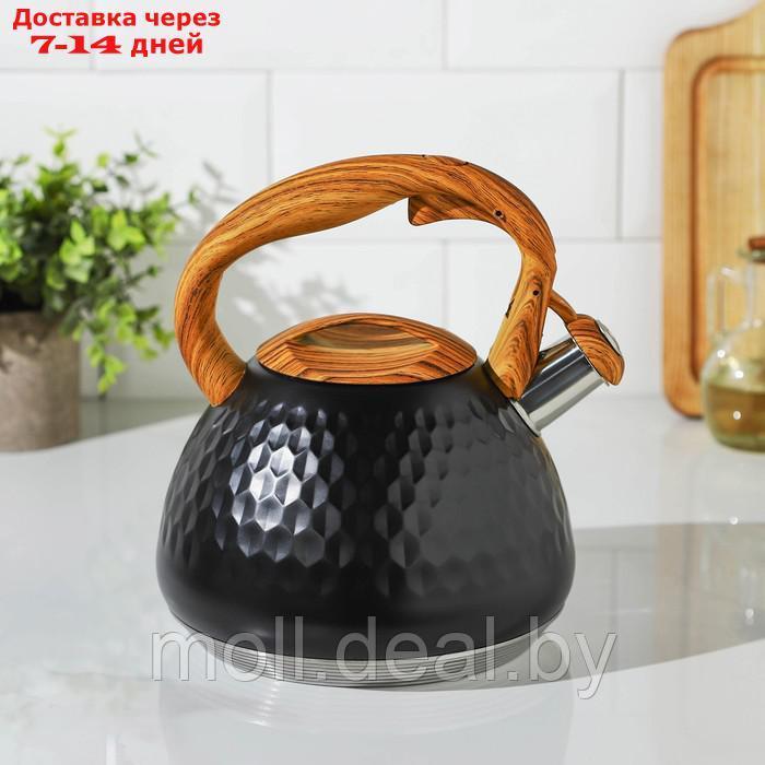 Чайник со свистком Magistro Heat, 3 л, ТРС, индукция, ручка soft-touch, цвет чёрный - фото 4 - id-p205668266