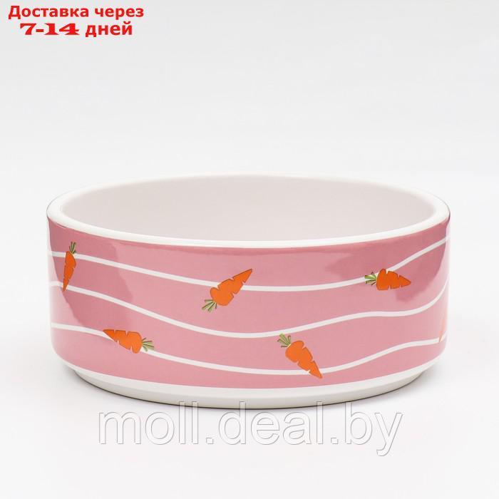 Миска керамическая "Зайчик с морковками", 13 x 13 x 5 cм, розовая - фото 2 - id-p205667348