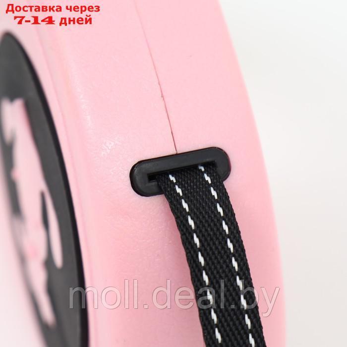 Рулетка с принтом "Щенок", 5 м, чёрно-розовая - фото 4 - id-p205667350