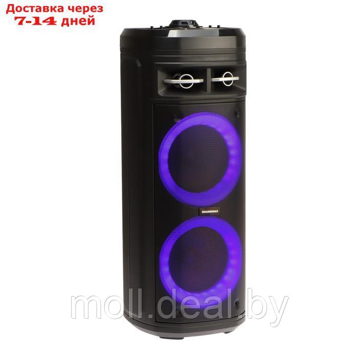 Портативная колонка Soundmax SM-PS4207, 80Вт, 3600мАч, FM, BT, USB, TWS, подсветка, черная - фото 1 - id-p205667393