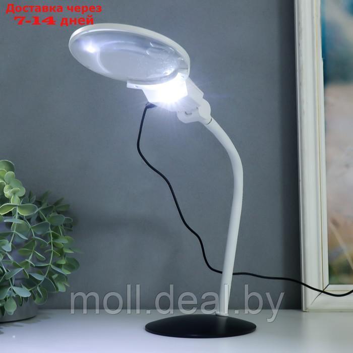 Лампа-лупа х3 х4,5 для творчества LED от 3 LR1130 линзы d=2,1 и 11 см белый