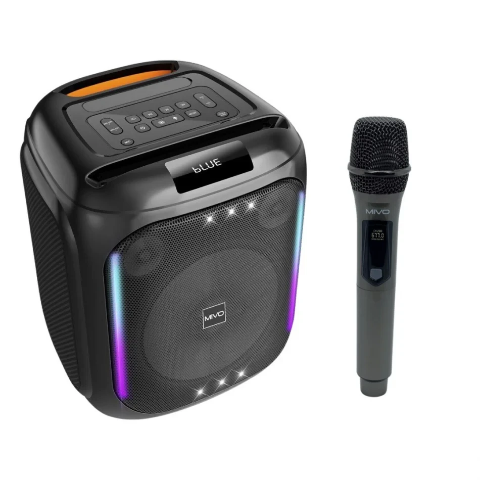 Mivo md-165pro Портативная беспроводная Bluetooth колонка с LED-подсветкой, и караоке микрофоном - фото 5 - id-p205708527