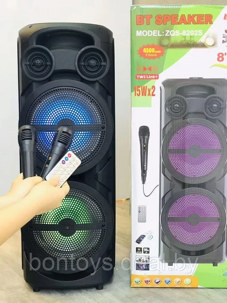 Портативная колонка BT Speaker ZQS-8202S с микрофоном и пультом - фото 3 - id-p205708532