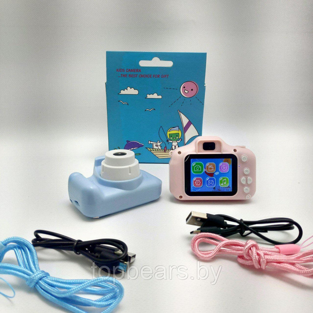 Детский цифровой мини фотоаппарат Summer Vacation (фото, видео, 5 встроенных игр). Дефект коробки Розовый - фото 5 - id-p205715529