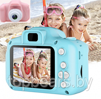 Детский цифровой мини фотоаппарат Summer Vacation (фото, видео, 5 встроенных игр). Дефект коробки Голубой
