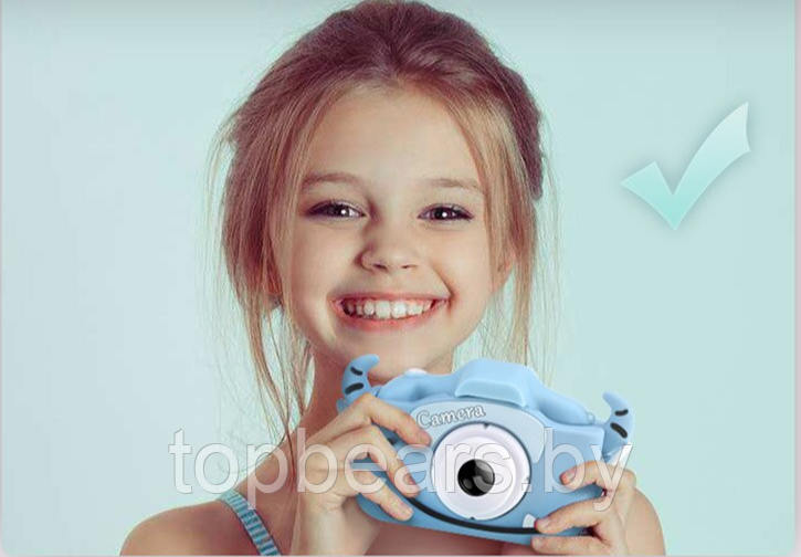 Детский фотоаппарат Childrens Fun Camera / Мини-видеокамера / 5 встроенных игр для детей Розовый котик - фото 2 - id-p205715559