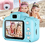 Детский цифровой мини фотоаппарат Summer Vacation (фото, видео, 5 встроенных игр). Дефект коробки Голубой, фото 10