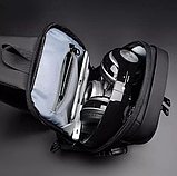 Сумка - рюкзак через плечо Fashion с кодовым замком и USB / Сумка слинг / Кросc-боди барсетка  Серый с, фото 9
