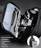 Сумка - рюкзак через плечо Fashion с кодовым замком и USB / Сумка слинг / Кросc-боди барсетка  Черная с, фото 2