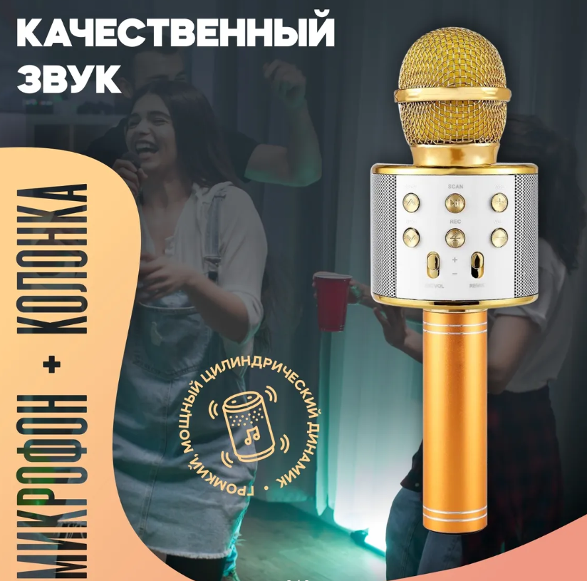 Беспроводной Bluetooth микрофон WS-858 (CT007) Серебро - фото 9 - id-p109389533