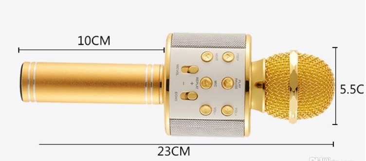 Беспроводной Bluetooth микрофон WS-858 (CT007) Золото - фото 4 - id-p109389535