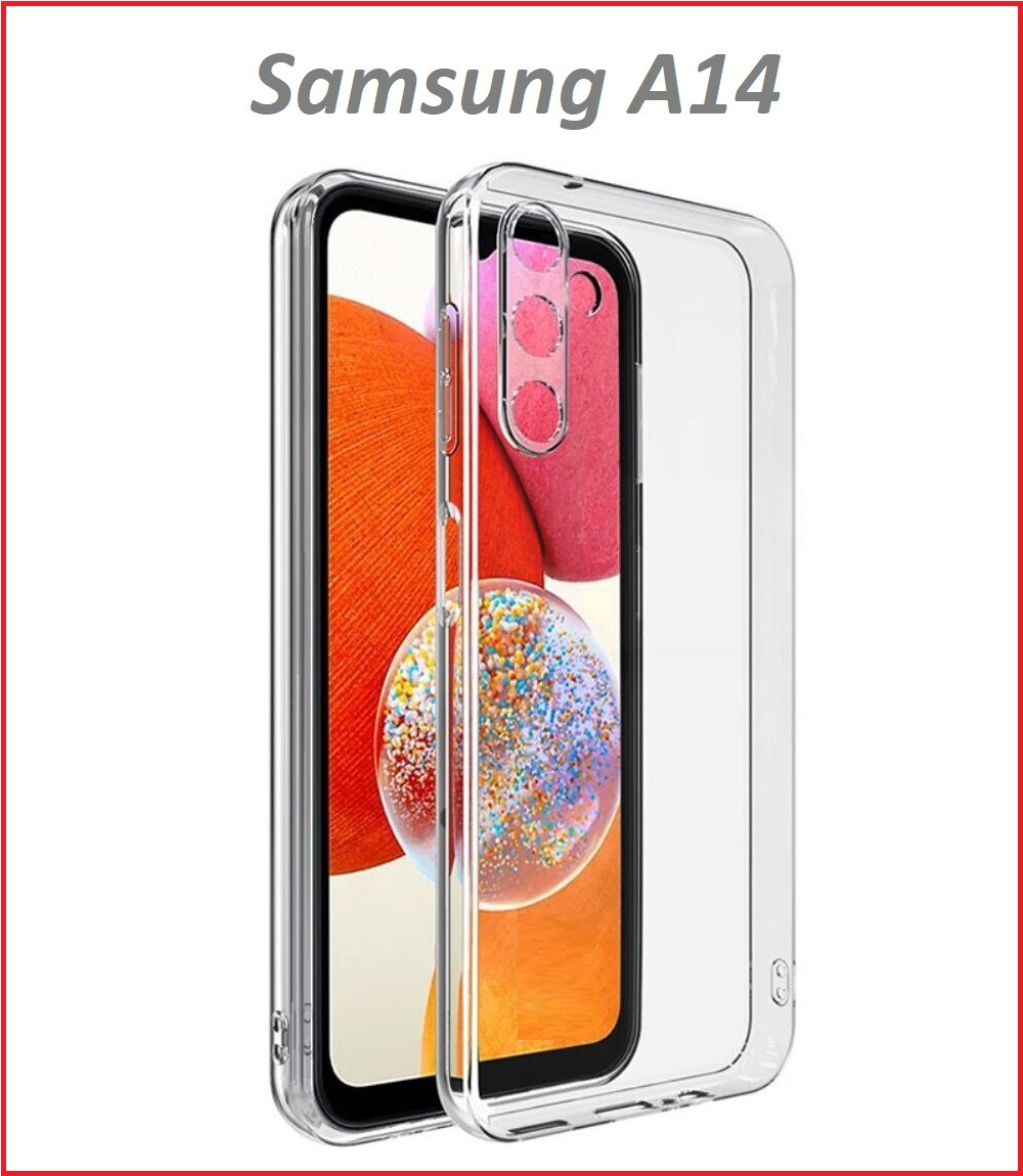 Чехол-накладка для Samsung Galaxy A14 SM-A145 (силикон) прозрачный с защитой камеры - фото 1 - id-p205733463