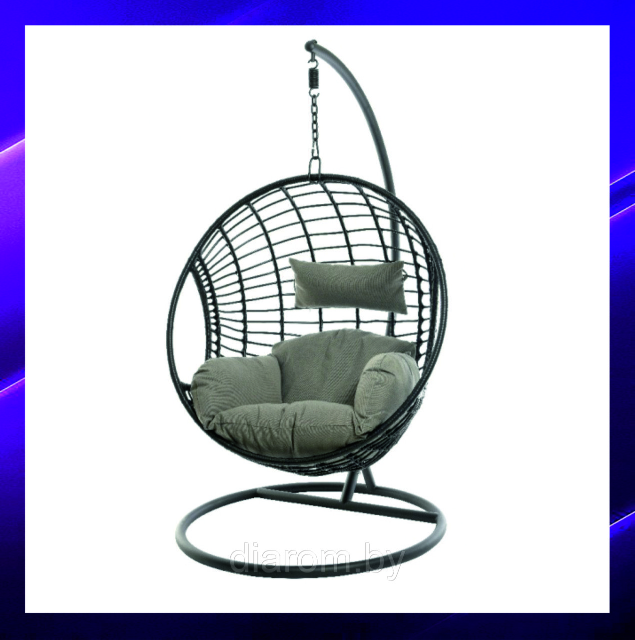 Подвесное кресло Illumax Лондон для улицы, сада с двумя мягкими подушками темно серого цвета